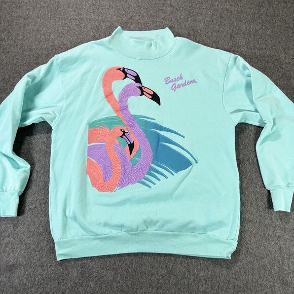 Vintage 90s Busch Gardens Flamingo Sweatshirt USA Made Crewneck Pullover L - Picture 1 of 9